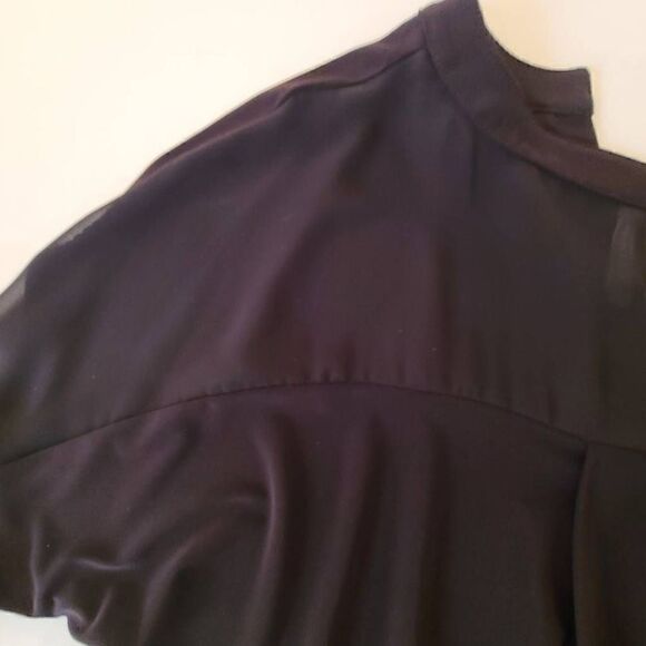 Last Tango Womens Black V Neck Chiffon Stretch Tunic Oversized Blouse - Picture 11 of 13